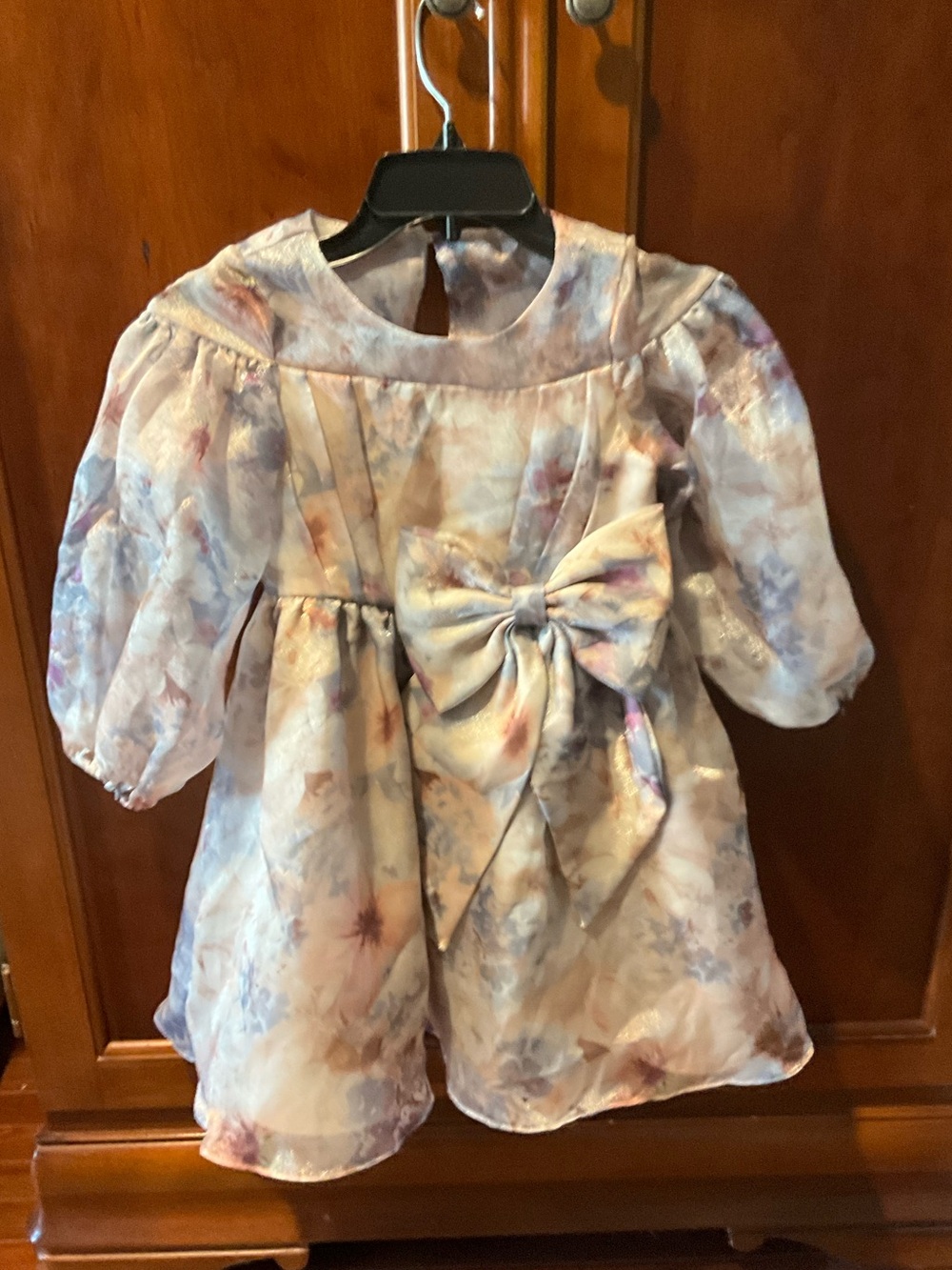 Rare Editions Girls Floral Bow Party Dress - Pastel Multicolor Size 6X